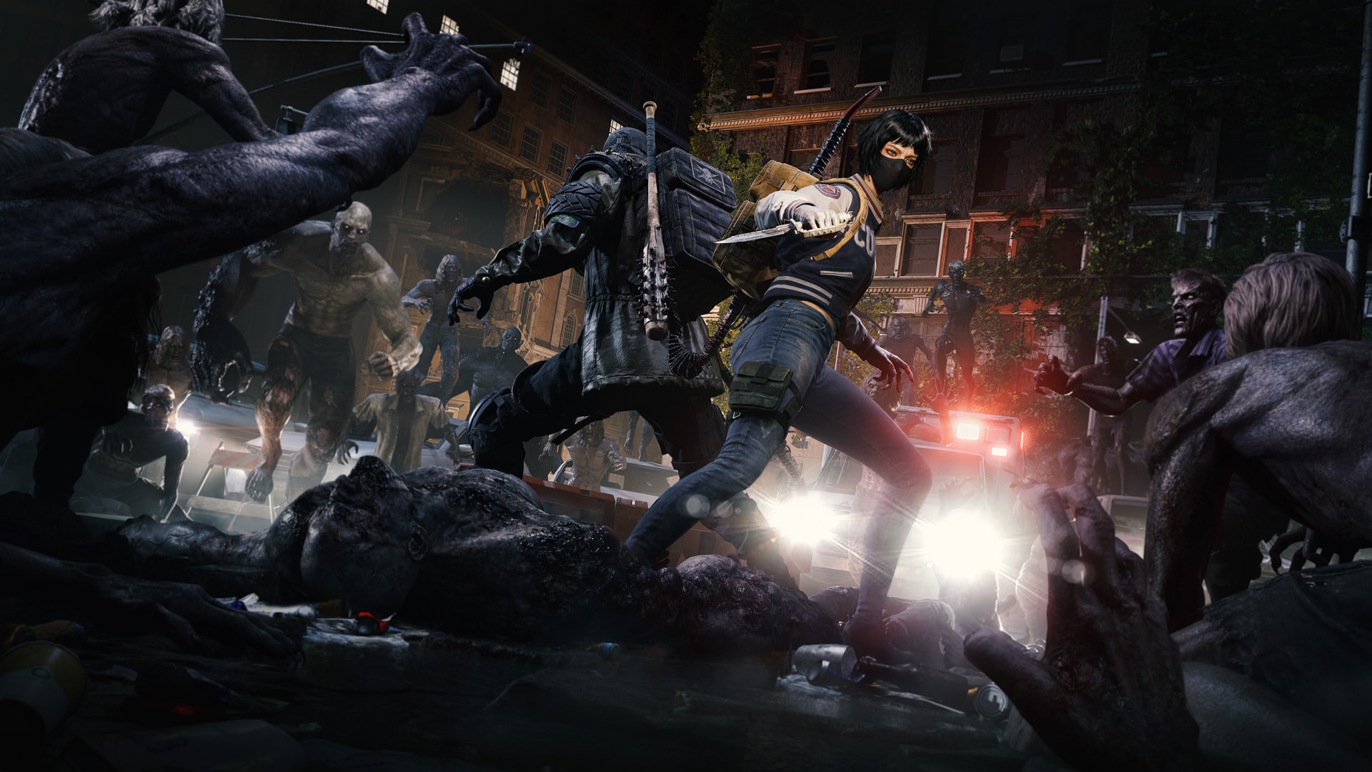 주택가에서 좀비에 둘러싸인 절체절명 위기의 남녀, 단검 한 자루로 생존하라 호러 액션 배틀 게임 스크린샷